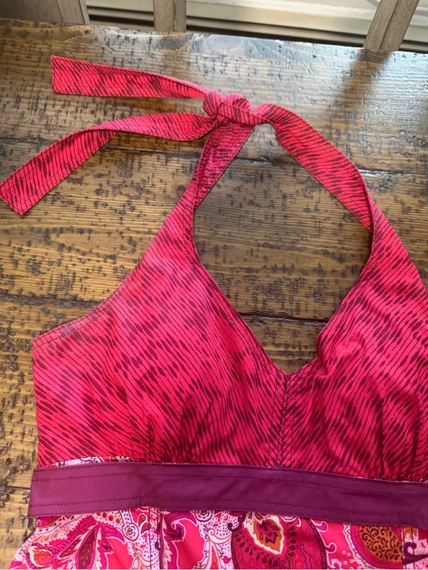 Athleta “Pack Everywhere” Pink Paisley Sun Valley Halter Dress Mini Size 8 - Image 9