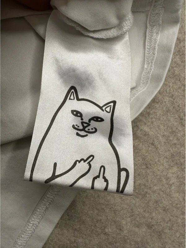 RIPNDIP Blonded Cropped Ringer Tee Women’s Med White Blue Alien Cat Logo - Image 3