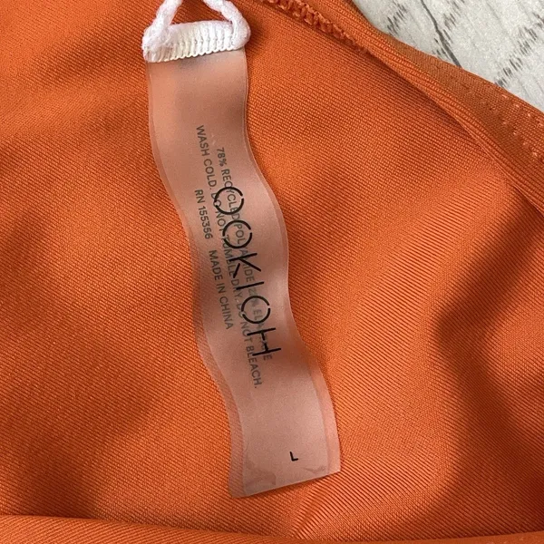 Ookioh Underwire Bikini high cut womens Orange large swim beach vacation minimal - Image 4