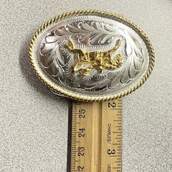 Custom‎ Equestrian Rodeo Cowboy Western Belt Buckle Stamped Bernal Alpaca Mexico - Image 6