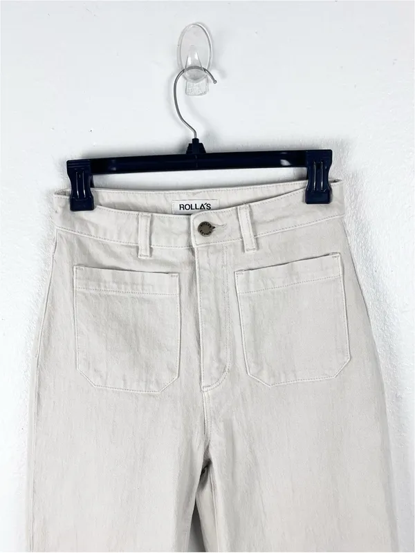 ROLLA’S Cream Sailor High Rise Wide Leg Denim Jeans Size 26 Neutral Preppy Boho - Image 11