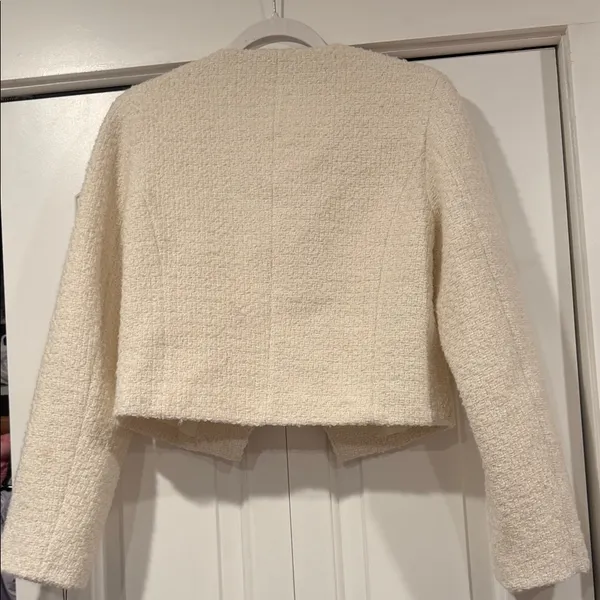 Avec Les‎ Filles Ivory Bouclé Jacket with Black Satin Bows small NWT - Image 6