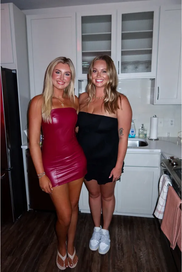 Shein Red Leather Strapless Dress - Image 2