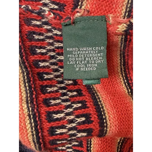 LRL Ralph Lauren Linen Wool Blend Sweater Top XL Aztec Serape Boho Indie Vintag - Image 6