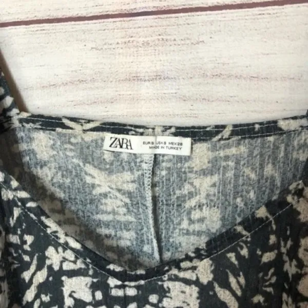 Zara Black & White Printed Trapeze‎ Sleeveless Maxi Dress S - Image 6