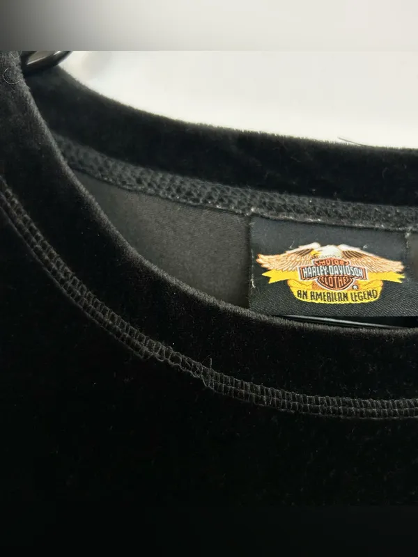 Vintage Harley Davidson Black Velour Long Sleeve Pullover Sweatshirt Size Medium - Image 10