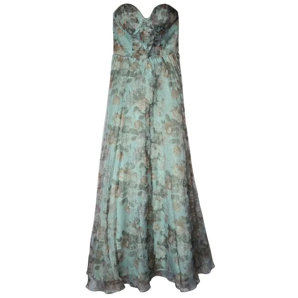 Lulus Most Beautiful Day Sage Multi Floral Print Organza Maxi Dress Large NWT - Image 3