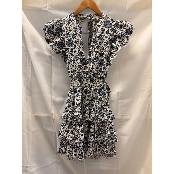 Love The Label Isla Smocked Tie-Back Ruffle Mini Dress XS Boho Date Floral‎ - Image 5