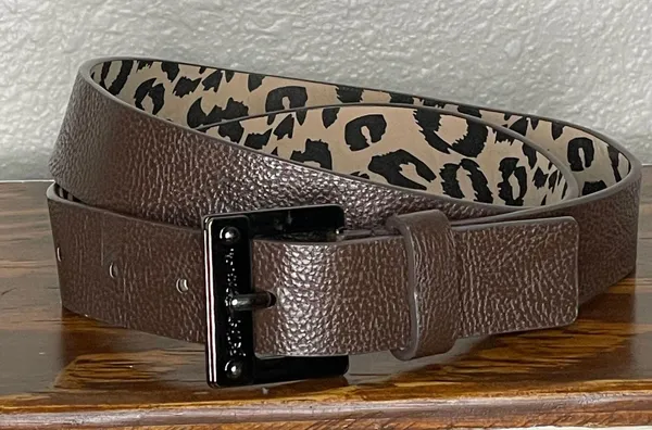 Betsey Johnson Dark Brown Belt With Leopard Interior Print 38” - Image 2