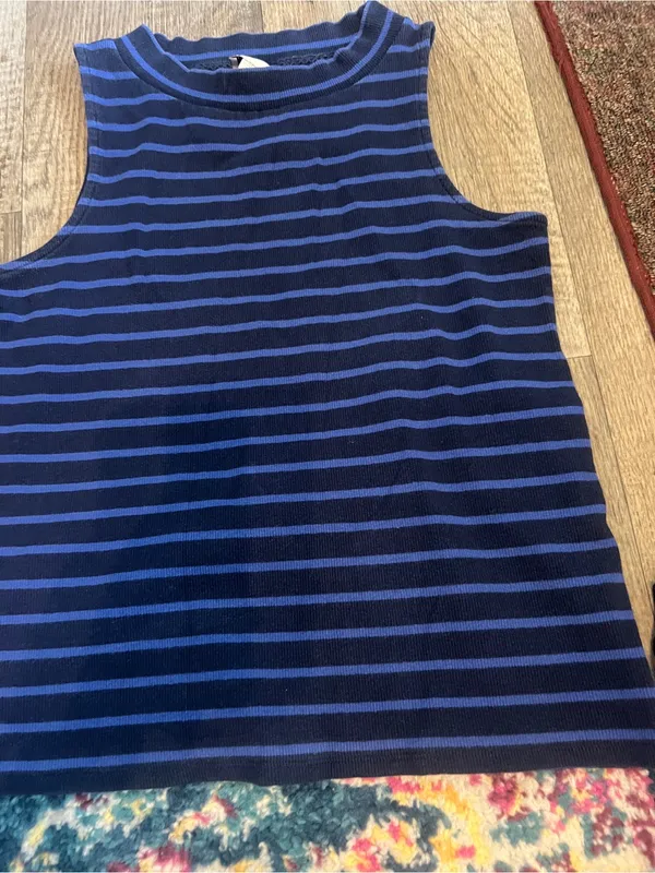 Anthropologie postmark navy striped top L - Image 5