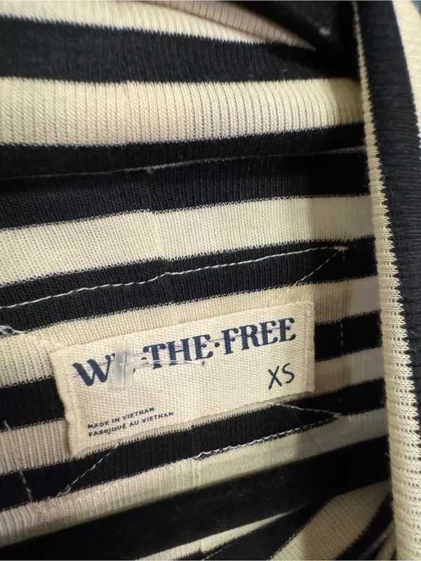 NWOT Free People We The Free Good Good Stripe Turtleneck- black ivory combo - XS - Image 9