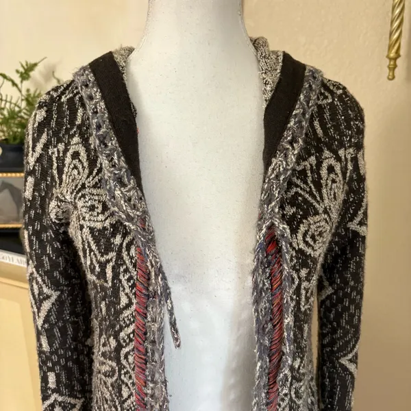 FREE PEOPLE Kai Hooded Bohemian Cardigan Wool Blend Size‎ XS - Image 3