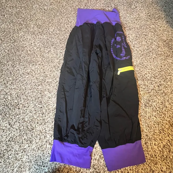 Zumba Fitness Womens Medium Cargo Jogger Pants Black Purple High Waist Dance M‎ - Image 9