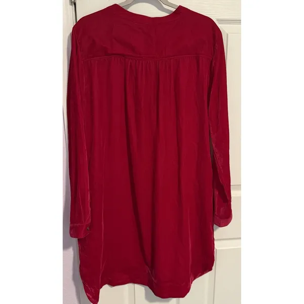 Uncle Frank Velvet Shift Dress Bright Red Holiday Party Pockets Knee Length LG - Image 6
