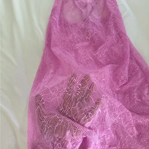 Victorias Secret Sheer Lace Slip Dress Floral Pink See Through Sexy - Image 5