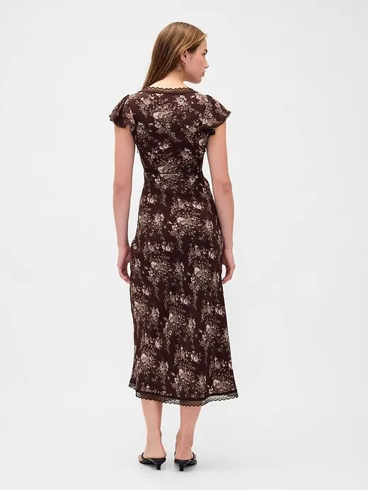 GAP Lace Trim V-Neck Crepe Maxi Dress - Image 2