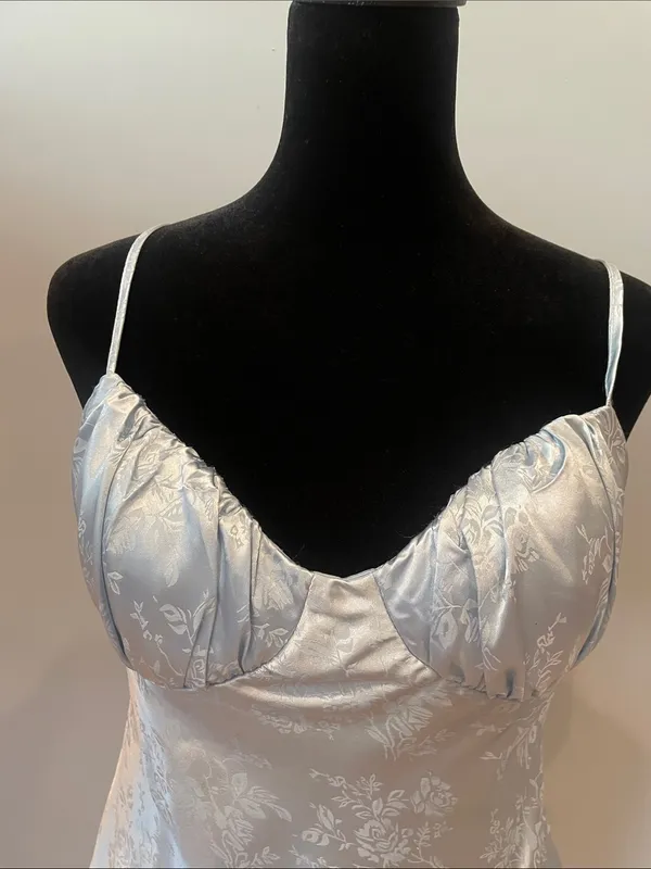 B. Smart light blue Floral Satin Slip Dress - Image 4