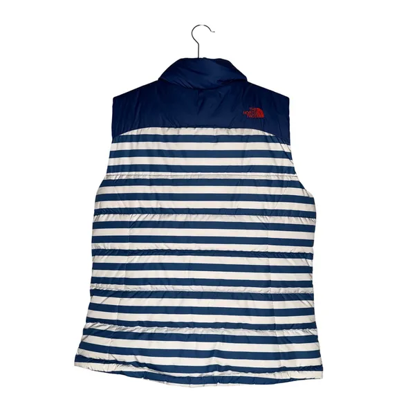 The North Face 700 Down Puffer Vest Womens Large Blue White Striped Good‎ Nuptse - Image 6