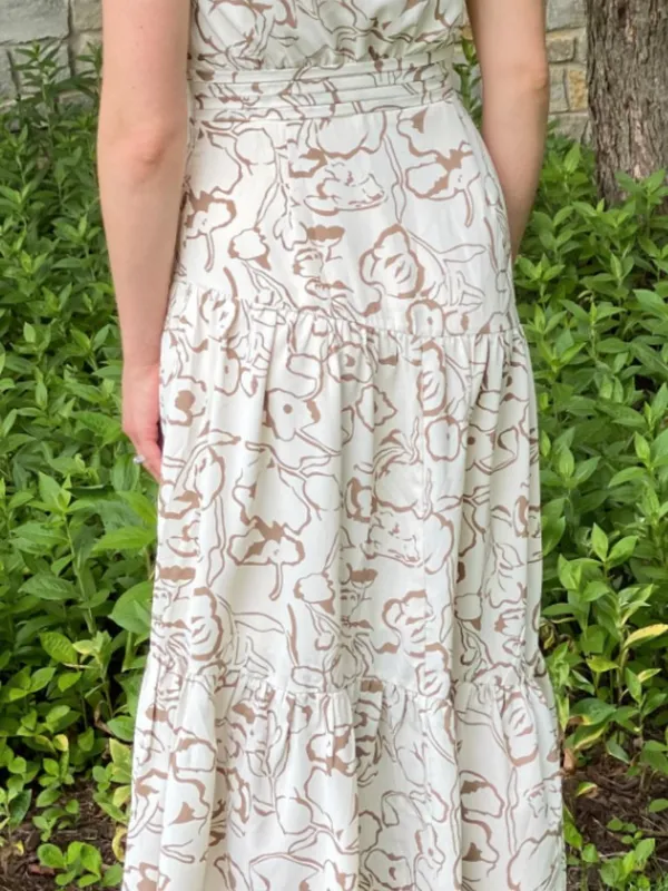 Entro One-Shoulder Brown and White Dress - Image 3