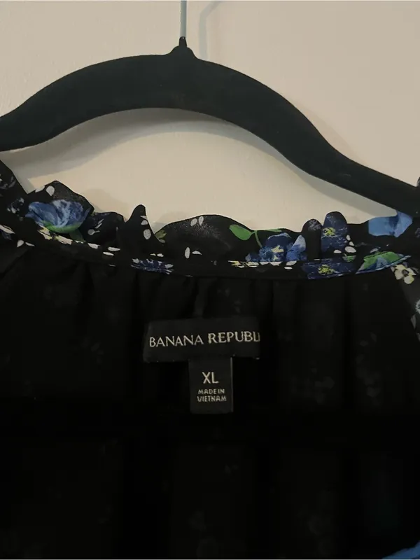 Banana Republic Blue Black Floral Long Sleeve Mini Dress XL Office Career - Image 2