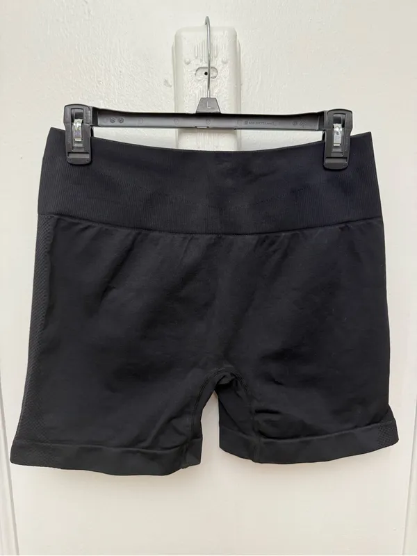 High-Waist Black Seamless Gym Workout Shorts Size Large New - Image 5