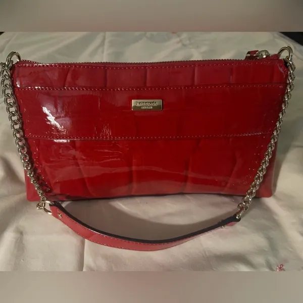 Kate Spade Knightsbridge Red Croc Patent Leather Bow Chain Shoulder Clutch - Image 15