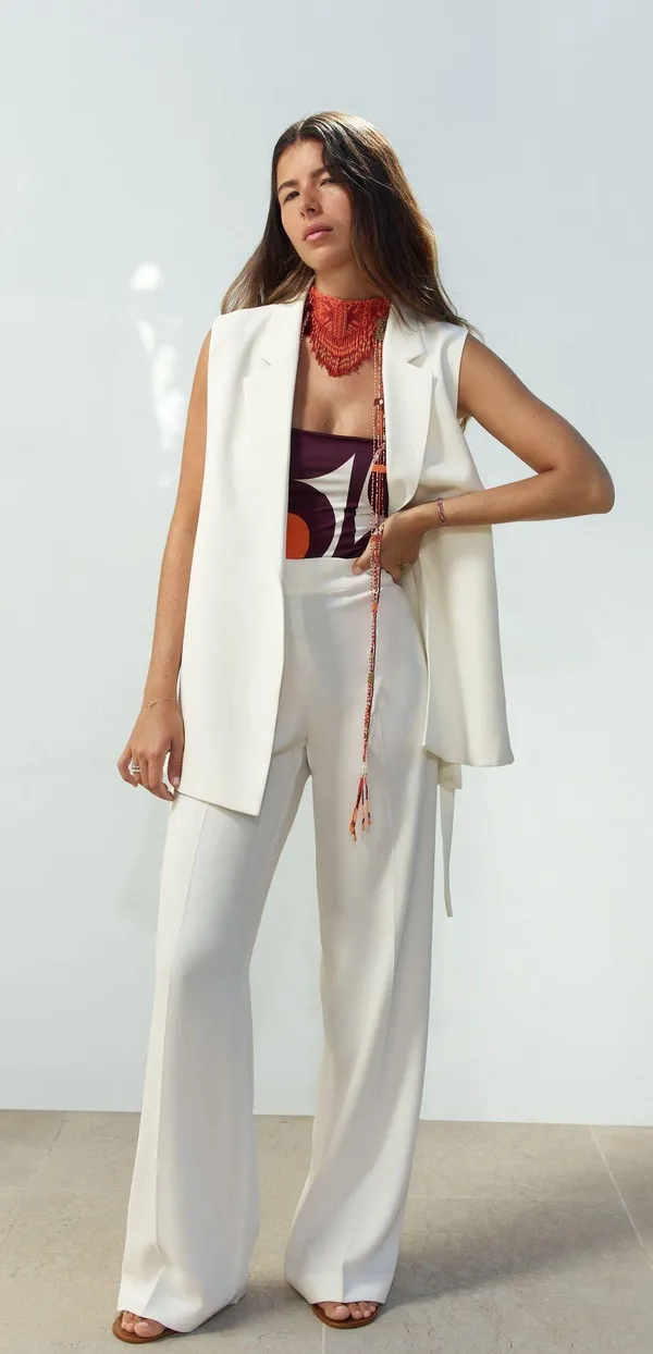 Zara blazer vest coat cream waistcoat with vents - Image 9