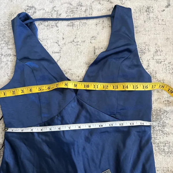 Lulus Incredible Love Navy Satin Cowl Back Midi Slip Dress Size Large Cocktail - Image 9