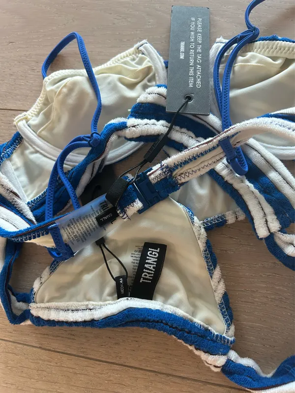 Triangl Blue and White Striped Bikini - Image 3