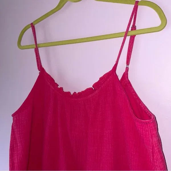 143 Lovestory Size M Pink Maxi Dress Gauzy Cotton Oversized Ruffle - Image 2