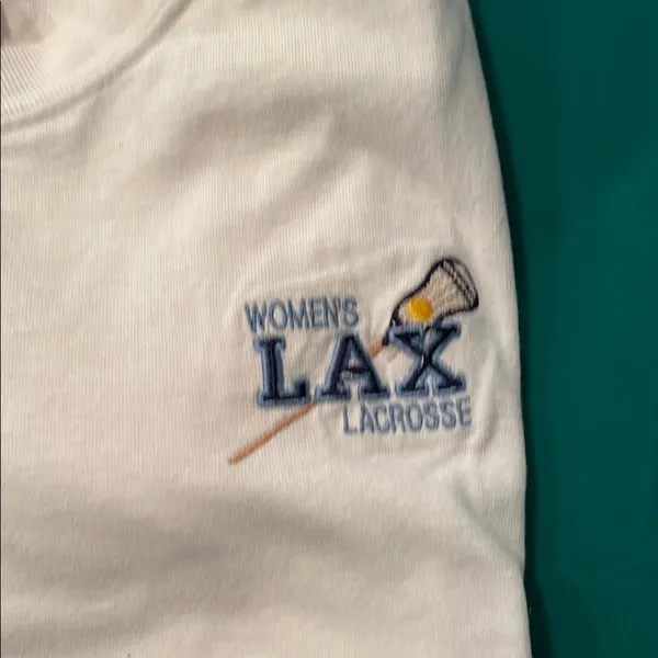 Anvil Unisex Womwns White T-Shirt with embroidery LAX lacrosse Logo - Image 6