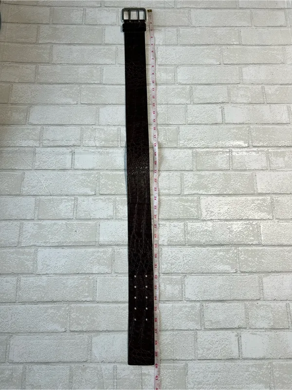 Woman’s Croc-Embossed Leather Belt - Dark Brown - Image 2