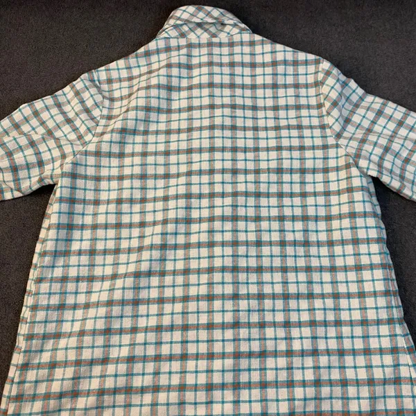 Jeanette Maternities Blouse Women S/M Blue Orange Plaid Top Maternity Boho EUC‎ - Image 5