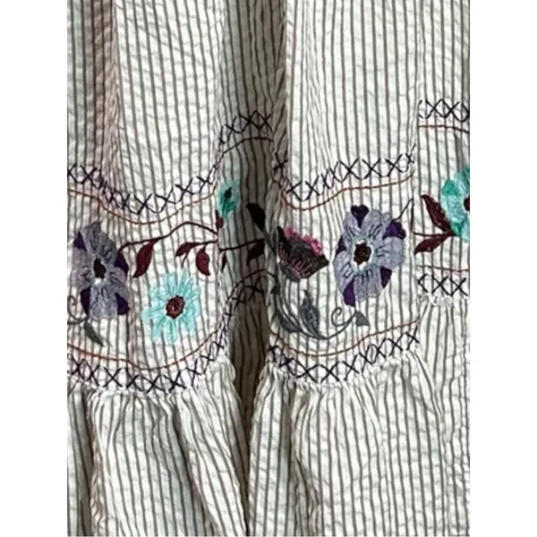 Free People Bohemian Embroidered Floral Kalani Strapless Midi Dress Size XL - Image 14
