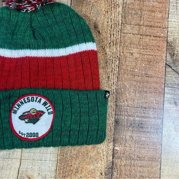 '47 Minnesota Wild Women's Patch Nature Colorblock Pom Beanie Knit Hockey Cuffed - Image 8