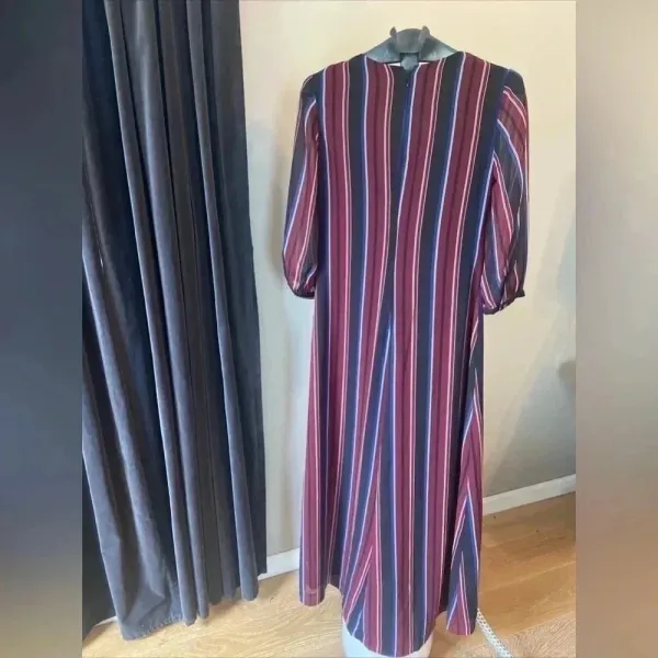 Madewell Wrap-Around Maxi Dress in Stockdale‎ Stripe Maroon Navy Size 00 ($178) - Image 5