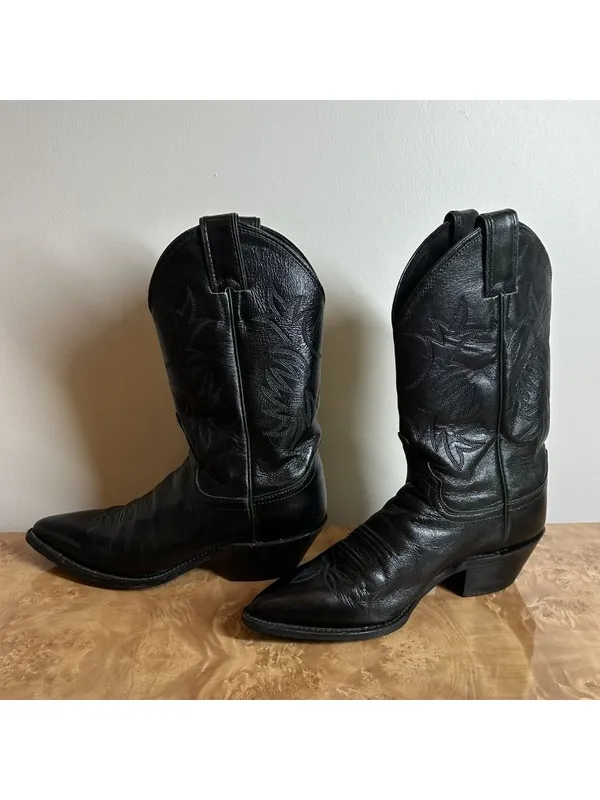Justin Boots L4903 Black Leather Western Cowboy Boots USA Women's 6.5 B - Image 6