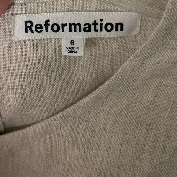 Reformation Naomi Linen Jumpsuit in Oatmeal 6 - Image 7