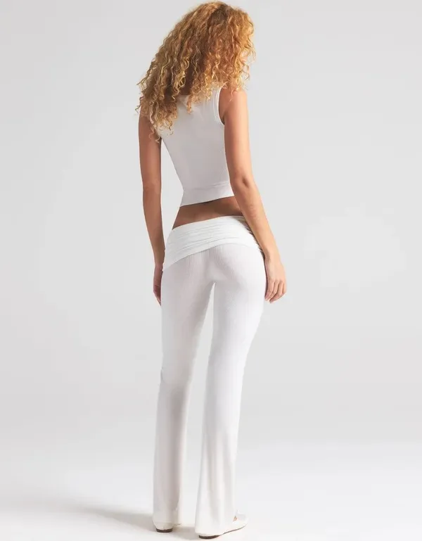 Skims Soft Lounge Ribbed Fold Over Pant in Marble Size Large NWT MSRP $68 - Image 2