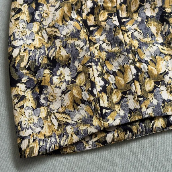 Lioness Large Floral Print Black Gold Retro Mod Low Waisted Mini Skirt Tapestry - Image 8