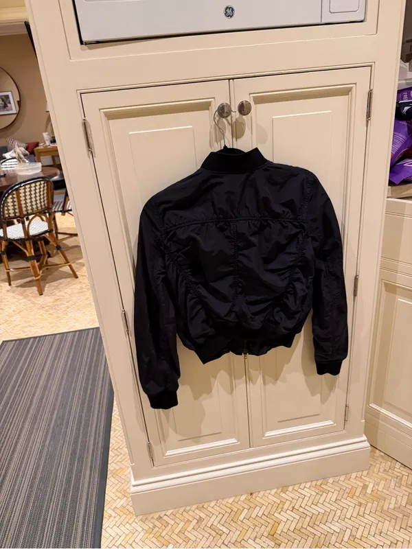 Vince Black Women's Bomber Jacket with Ribbed Trim - Image 2