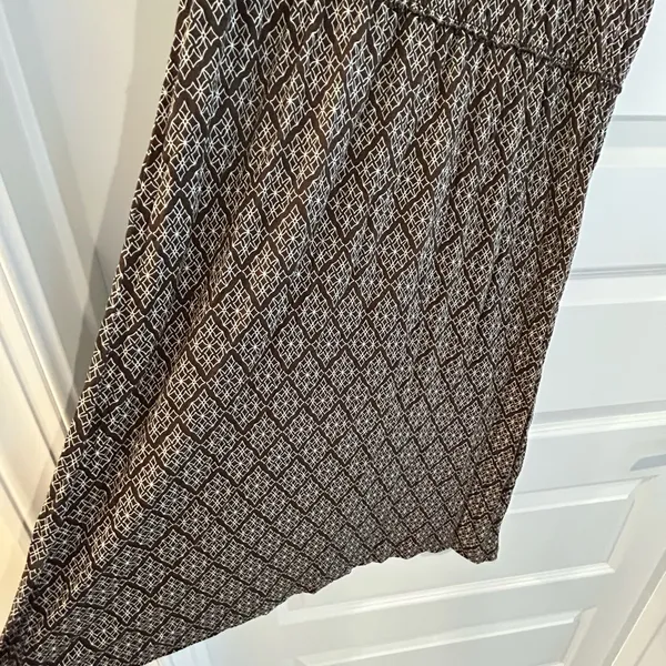 Loft Sun Dress Brown White Geometric Print Size 4 - Image 11