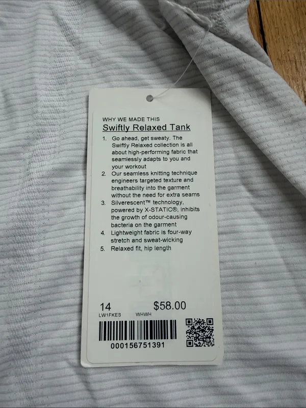 NWT Lululemon swiftly relaxed tank size 14 - Image 3
