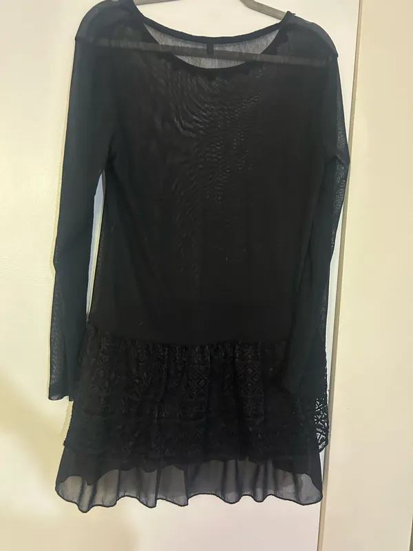 Black lace hem sheer dress - Image 6