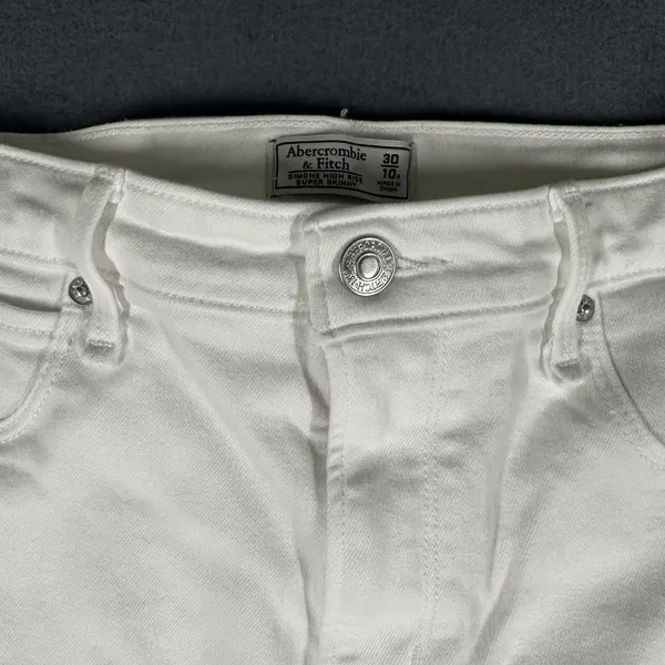 Abercrombie Fitch Simone High Rise Super Skinny Jeans Womens 10 White 30 Stretch - Image 5