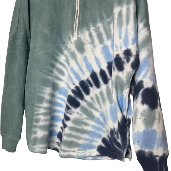 PINK Women's XS 1/4 Zip Tie Dye Sweatshirt Blue Gray Loungewear Oversized Comfy‎ - Image 4