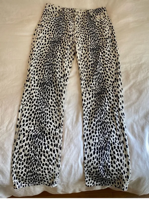 Reformation Cynthia Cheetah High Rise Straight Long Jeans | Size 30 - Image 4