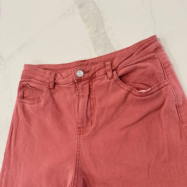 Entro High Rise Wide Leg Denim Jeans Womens Size Large Rust Red Bohemian Stretch - Image 4