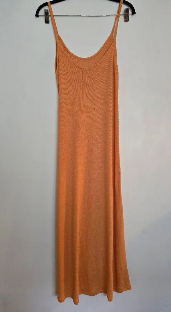 Zara Mustard Yellow Midi Ribbed Stretch Dress Small Blogger Fav - Image 4