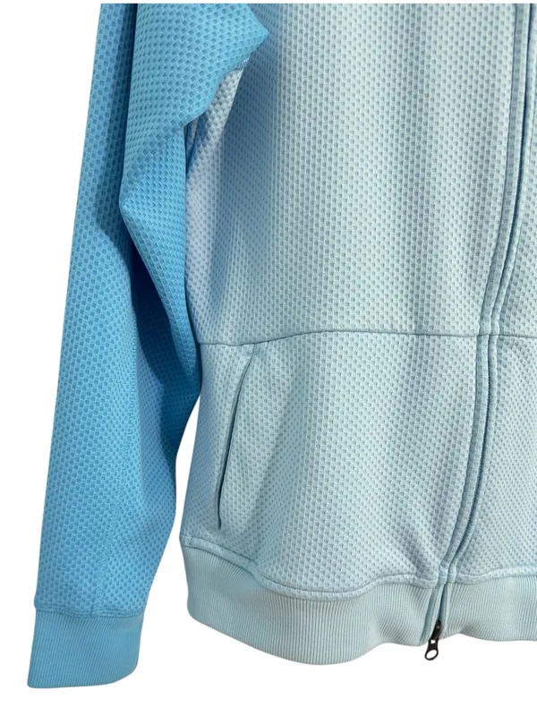Salomon Womens Snowboard Ski Hoodie / Jacket Blue Textured Zip Pockets L - Image 6